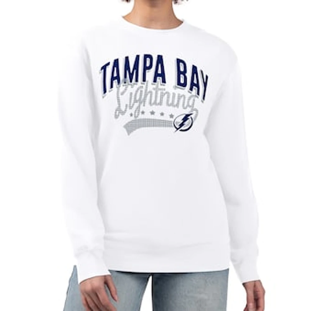 Women's G-III 4Her by Carl Banks White Tampa Bay Lightning Filigree Team Graphic Fleece Pullover Sweatshirt
