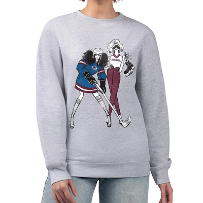 Women's G-III 4Her by Carl Banks Heather Gray Colorado Avalanche Hockey Girls Team Graphic Fleece Pullover Sweatshirt