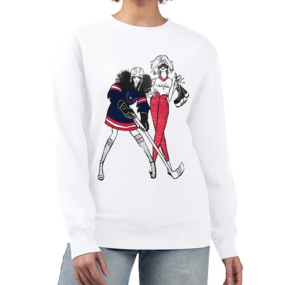 Women's G-III 4Her by Carl Banks White Washington Capitals Hockey Girls Team Graphic Fleece Pullover Sweatshirt