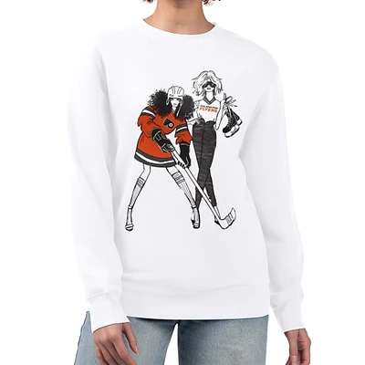 Women's G-III 4Her by Carl Banks White Philadelphia Flyers Hockey Girls Team Graphic Fleece Pullover Sweatshirt