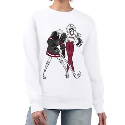 Women's G-III 4Her by Carl Banks White Arizona Coyotes Hockey Girls Team Graphic Fleece Pullover Sweatshirt
