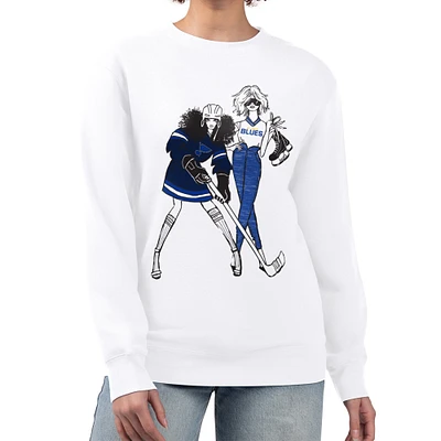 Women's G-III 4Her by Carl Banks White St. Louis Blues Hockey Girls Team Graphic Fleece Pullover Sweatshirt