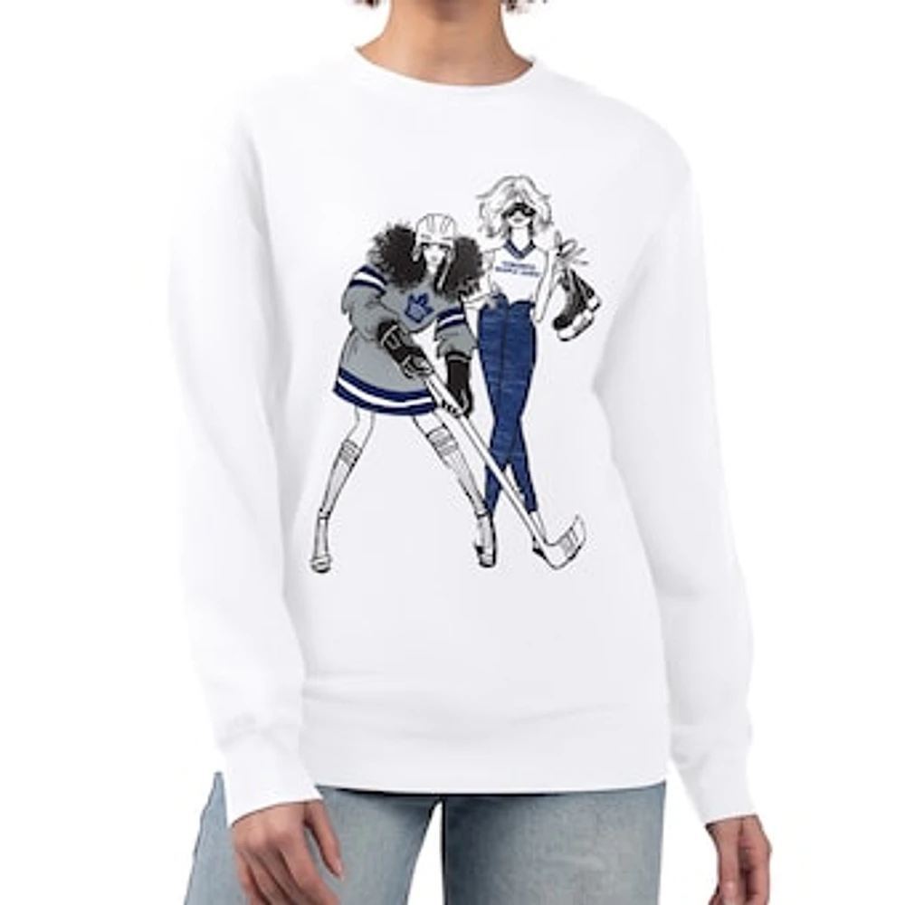 Women's G-III 4Her by Carl Banks White Toronto Maple Leafs Hockey Girls Team Graphic Fleece Pullover Sweatshirt