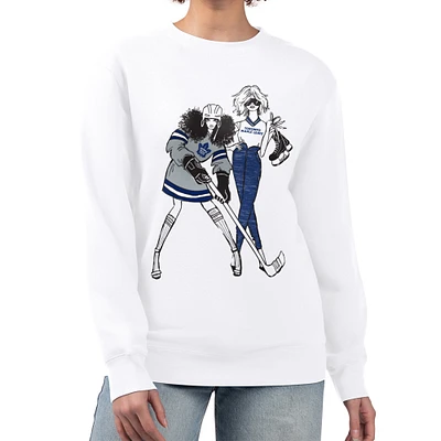 Women's G-III 4Her by Carl Banks White Toronto Maple Leafs Hockey Girls Team Graphic Fleece Pullover Sweatshirt