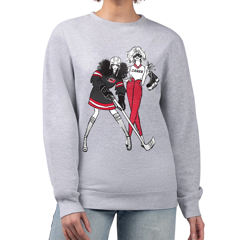 Women's G-III 4Her by Carl Banks Heather Gray Carolina Hurricanes Hockey Girls Team Graphic Fleece Pullover Sweatshirt