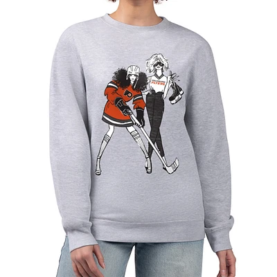 Women's G-III 4Her by Carl Banks Heather Gray Philadelphia Flyers Hockey Girls Team Graphic Fleece Pullover Sweatshirt