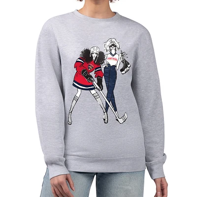Women's G-III 4Her by Carl Banks Heather Gray Florida Panthers Hockey Girls Team Graphic Fleece Pullover Sweatshirt