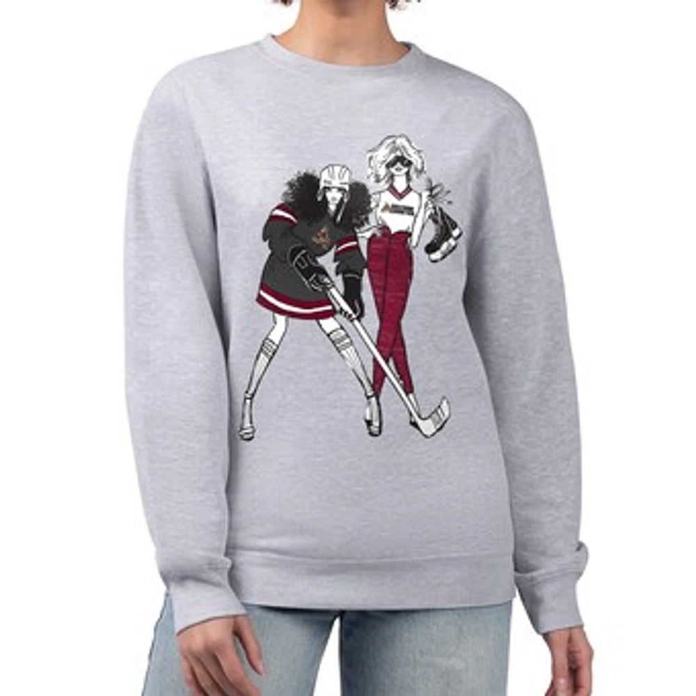 Women's G-III 4Her by Carl Banks Heather Gray Arizona Coyotes Hockey Girls Team Graphic Fleece Pullover Sweatshirt