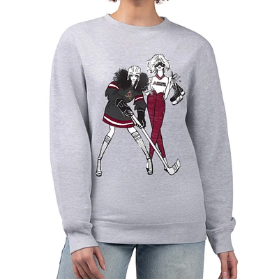 Women's G-III 4Her by Carl Banks Heather Gray Arizona Coyotes Hockey Girls Team Graphic Fleece Pullover Sweatshirt