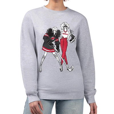 Women's G-III 4Her by Carl Banks Heather Gray New Jersey Devils Hockey Girls Team Graphic Fleece Pullover Sweatshirt