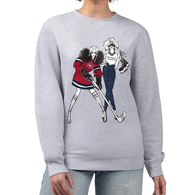 Women's G-III 4Her by Carl Banks Heather Gray Montreal Canadiens Hockey Girls Team Graphic Fleece Pullover Sweatshirt