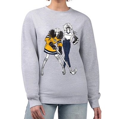 Women's G-III 4Her by Carl Banks Heather Gray Nashville Predators Hockey Girls Team Graphic Fleece Pullover Sweatshirt