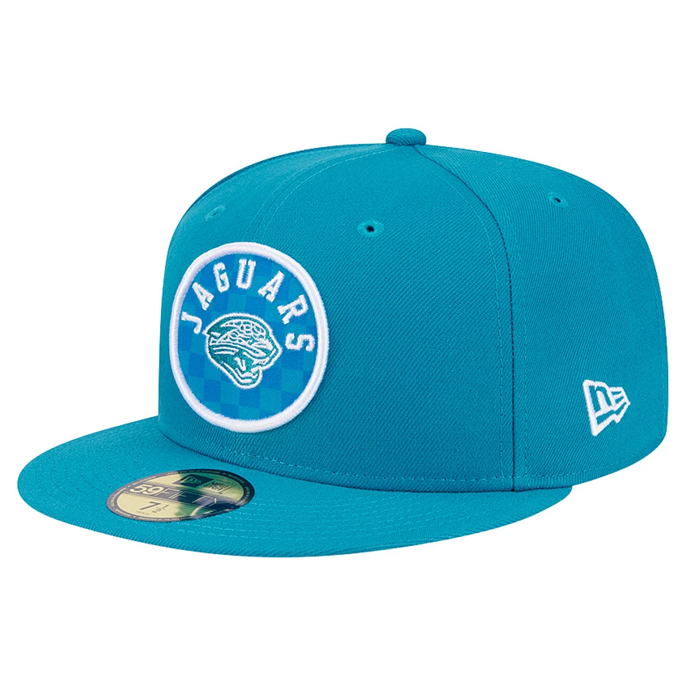 Men's New Era Teal Jacksonville Jaguars Checkered 59FIFTY Fitted Hat