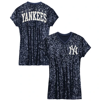 Girls Youth Navy New York Yankees Sequin V-Neck Dress