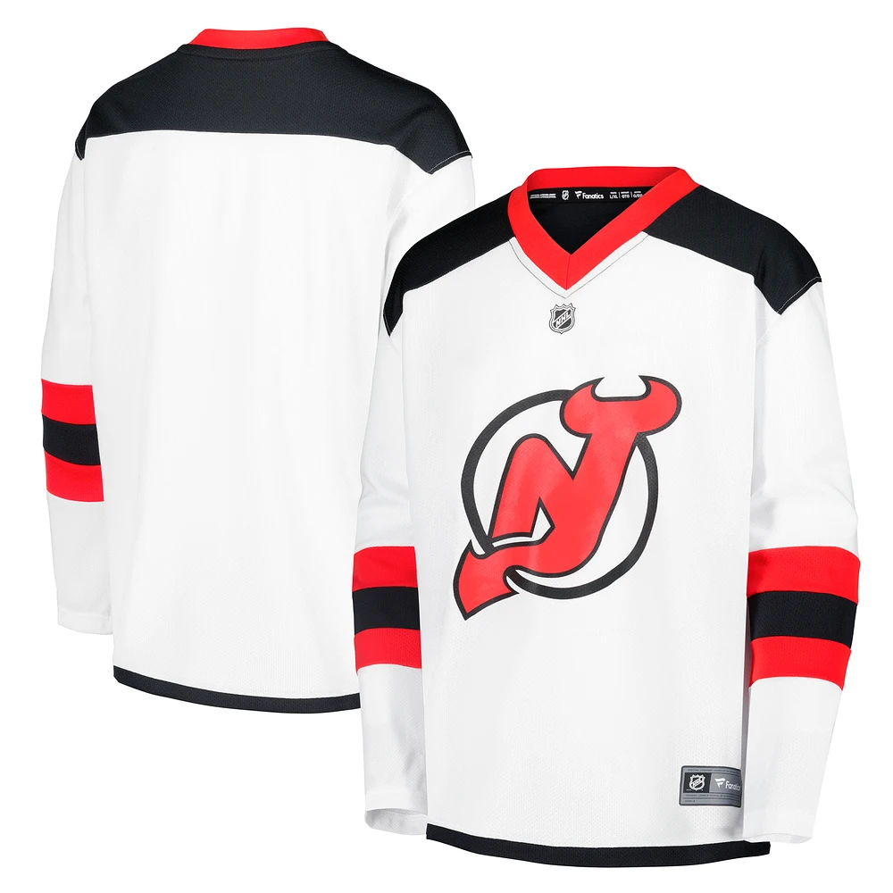 Youth Fanatics White New Jersey Devils Away Replica Blank Jersey