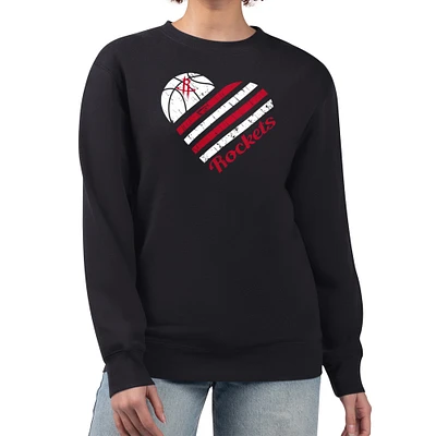 Women's G-III 4Her by Carl Banks Black Houston Rockets Heart Graphic Fleece Pullover Sweatshirt