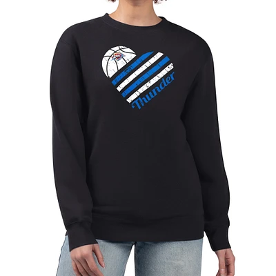 Women's G-III 4Her by Carl Banks Black Oklahoma City Thunder Heart Graphic Fleece Pullover Sweatshirt