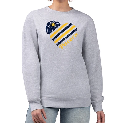 Women's G-III 4Her by Carl Banks Heather Gray Indiana Pacers Heart Graphic Fleece Pullover Sweatshirt