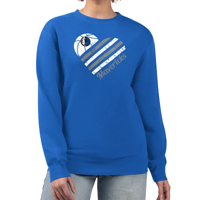 Women's G-III 4Her by Carl Banks Royal Dallas Mavericks Heart Graphic Fleece Pullover Sweatshirt