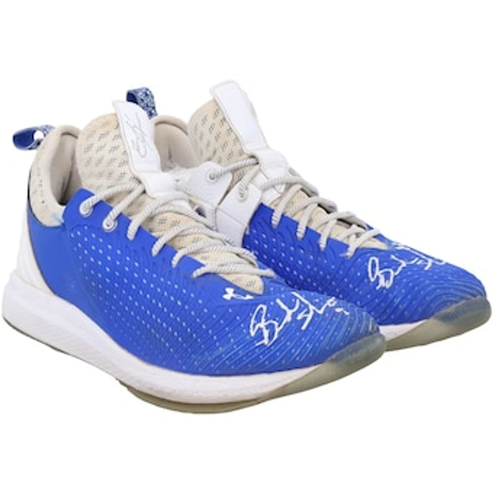 Brandon Nimmo New York Mets Autographed Player-Worn Blue and White Under Armour Shoes from the 2023 MLB Season