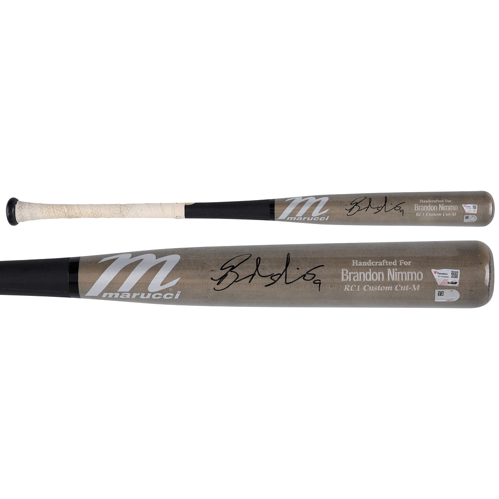 Brandon Nimmo New York Mets Autographed Game-Used Gray and Black Marucci Bat from the 2023 MLB Season - RG13308680