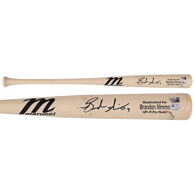 Brandon Nimmo New York Mets Autographed Game-Used Tan Marucci Bat from the 2023 MLB Season
