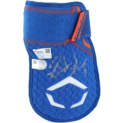 Brandon Nimmo New York Mets Autographed Game-Used Blue EvoShield Hand Guard from the 2023 MLB Season