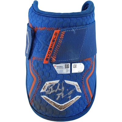 Brandon Nimmo New York Mets Autographed Game-Used Blue EvoShield Elbow Guard from the 2023 MLB Season
