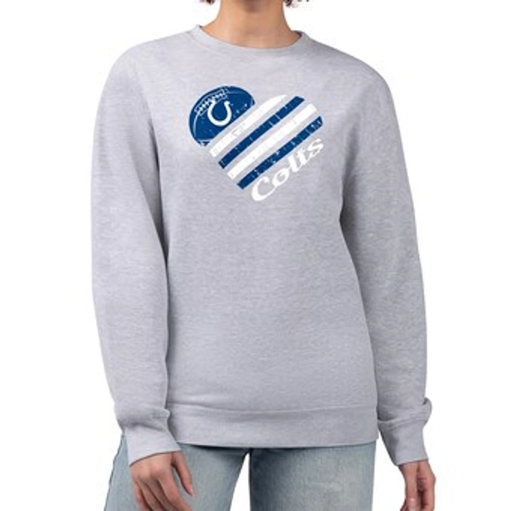 Women's G-III 4Her by Carl Banks Heather Gray Indianapolis Colts Heart Graphic Fleece Pullover Sweatshirt