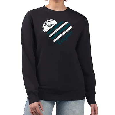 Women's G-III 4Her by Carl Banks Philadelphia Eagles Heart Graphic Fleece Pullover Sweatshirt