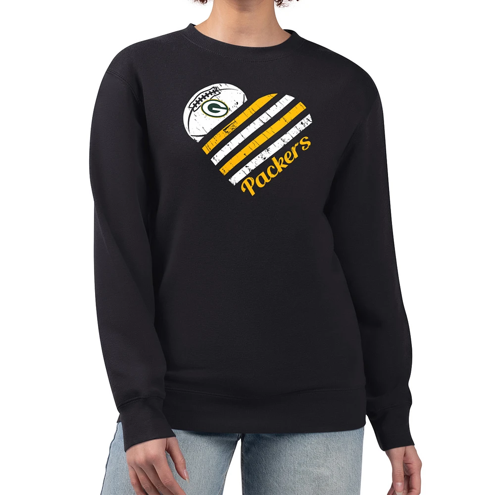 Women's G-III 4Her by Carl Banks Green Bay Packers Heart Graphic Fleece Pullover Sweatshirt