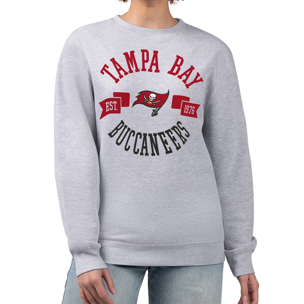 Women's G-III 4Her by Carl Banks Heather Gray Tampa Bay Buccaneers Large Team Graphic Fleece Pullover Sweatshirt