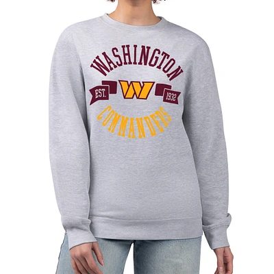 Women's G-III 4Her by Carl Banks Heather Gray Washington Commanders Large Team Graphic Fleece Pullover Sweatshirt