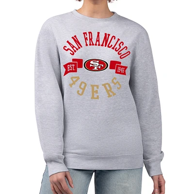 Women's G-III 4Her by Carl Banks Heather Gray San Francisco 49ers Large Team Graphic Fleece Pullover Sweatshirt