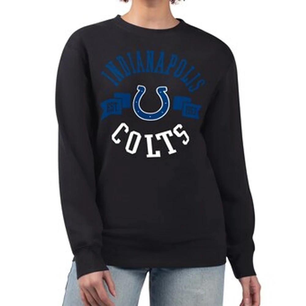 Women's G-III 4Her by Carl Banks Black Indianapolis Colts Large Team Graphic Fleece Pullover Sweatshirt