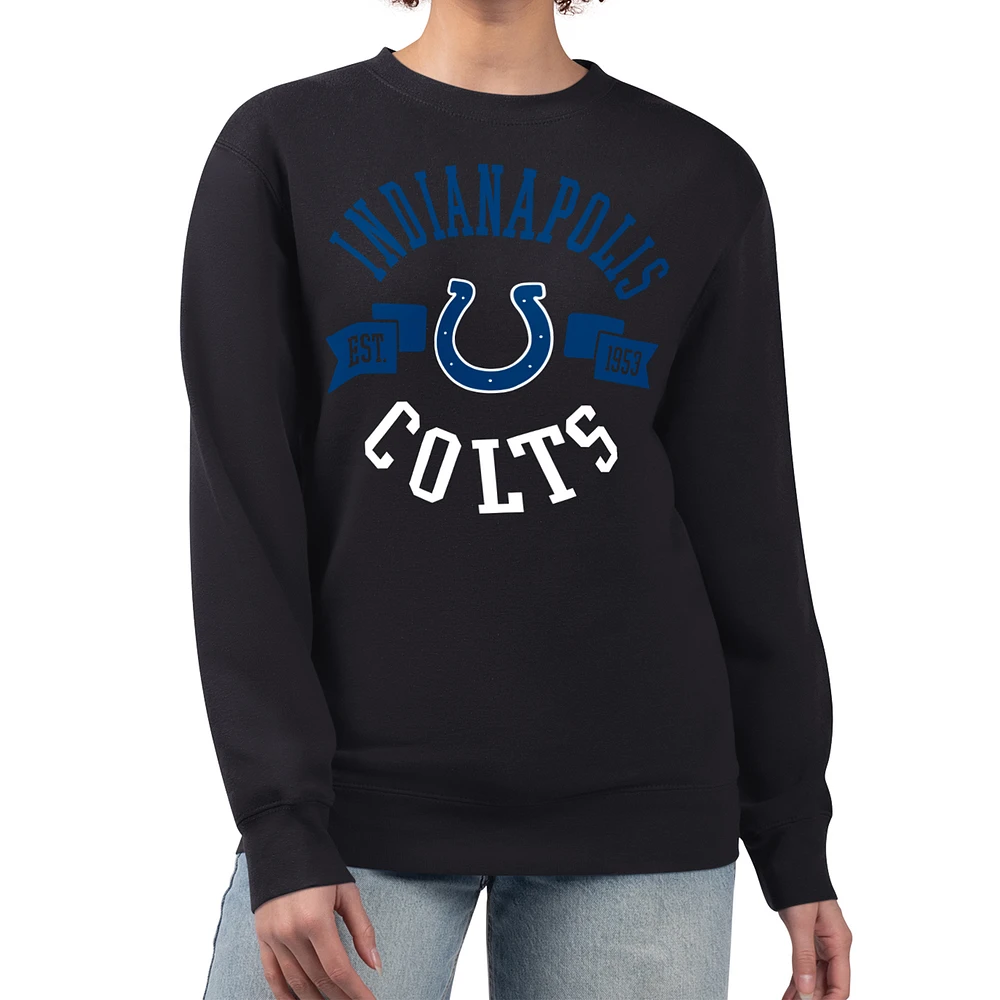 Women's G-III 4Her by Carl Banks Black Indianapolis Colts Large Team Graphic Fleece Pullover Sweatshirt