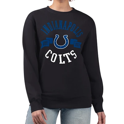 Women's G-III 4Her by Carl Banks Black Indianapolis Colts Large Team Graphic Fleece Pullover Sweatshirt