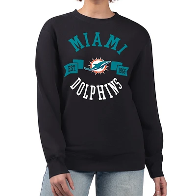 Women's G-III 4Her by Carl Banks Black Miami Dolphins Large Team Graphic Fleece Pullover Sweatshirt