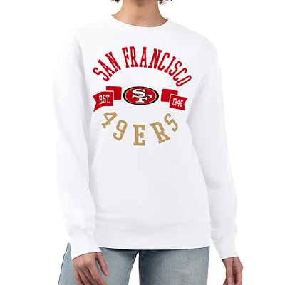Women's G-III 4Her by Carl Banks White San Francisco 49ers Large Team Graphic Fleece Pullover Sweatshirt