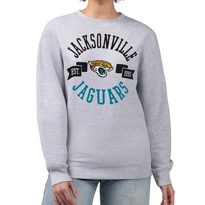 Women's G-III 4Her by Carl Banks Heather Gray Jacksonville Jaguars Large Team Graphic Fleece Pullover Sweatshirt