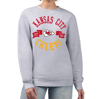 Women's G-III 4Her by Carl Banks Heather Gray Kansas City Chiefs Large Team Graphic Fleece Pullover Sweatshirt