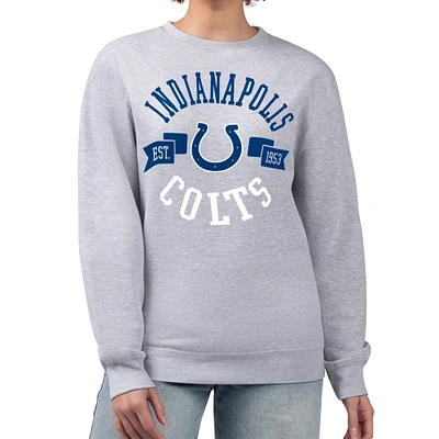 Women's G-III 4Her by Carl Banks Heather Gray Indianapolis Colts Large Team Graphic Fleece Pullover Sweatshirt