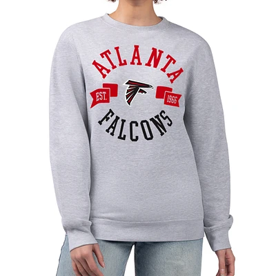 Women's G-III 4Her by Carl Banks Heather Gray Atlanta Falcons Large Team Graphic Fleece Pullover Sweatshirt
