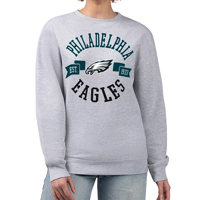 Women's G-III 4Her by Carl Banks Heather Gray Philadelphia Eagles Large Team Graphic Fleece Pullover Sweatshirt