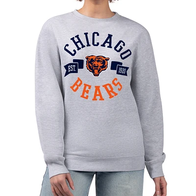 Women's G-III 4Her by Carl Banks Heather Gray Chicago Bears Large Team Graphic Fleece Pullover Sweatshirt
