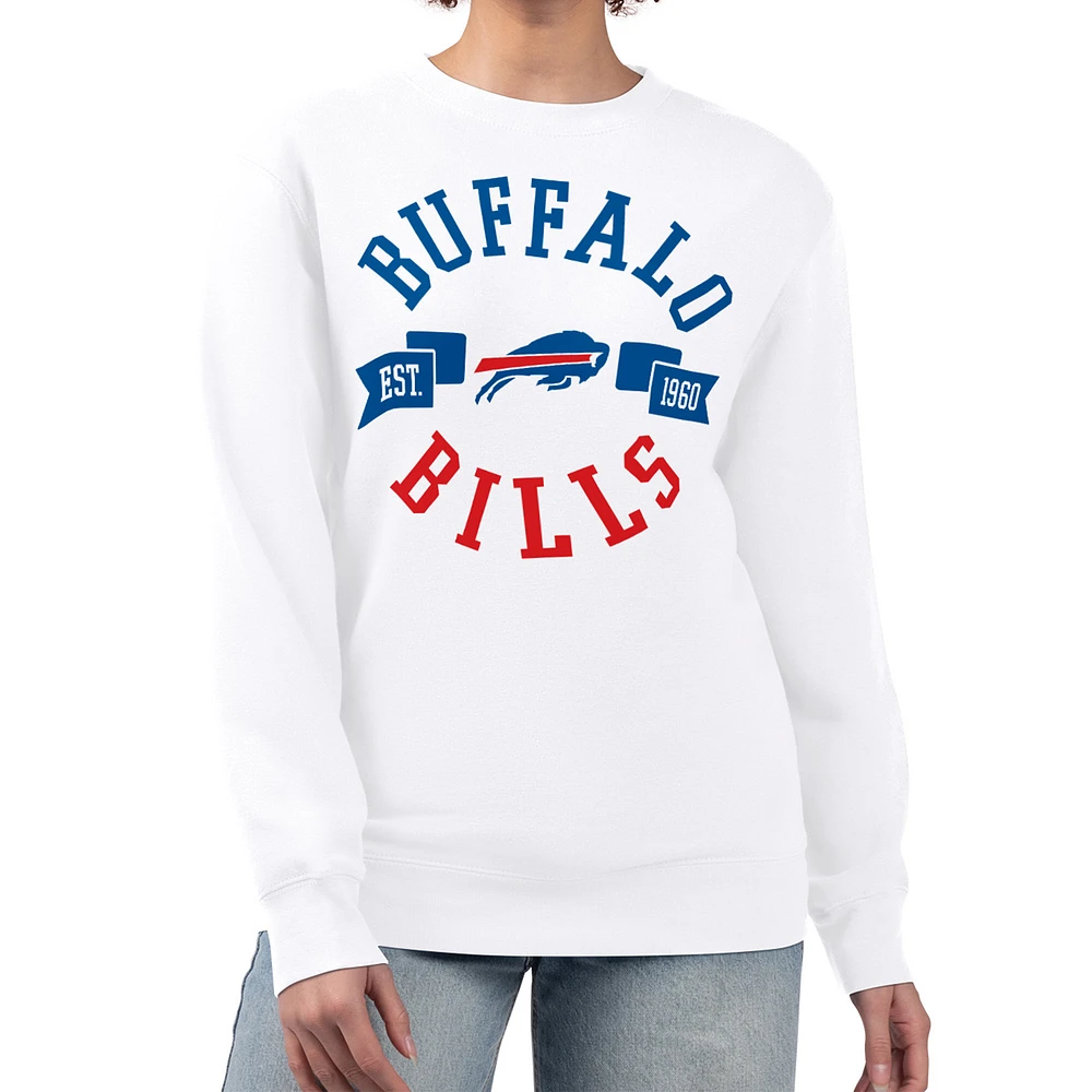 Women's G-III 4Her by Carl Banks White Buffalo Bills Large Team Graphic Fleece Pullover Sweatshirt