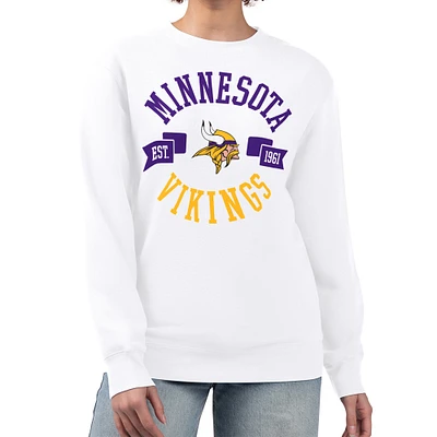 Women's G-III 4Her by Carl Banks White Minnesota Vikings Large Team Graphic Fleece Pullover Sweatshirt