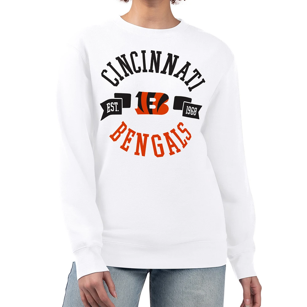 Women's G-III 4Her by Carl Banks White Cincinnati Bengals Large Team Graphic Fleece Pullover Sweatshirt