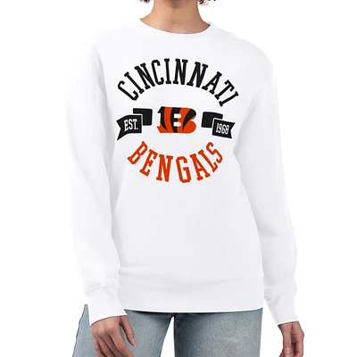 Women's G-III 4Her by Carl Banks White Cincinnati Bengals Large Team Graphic Fleece Pullover Sweatshirt