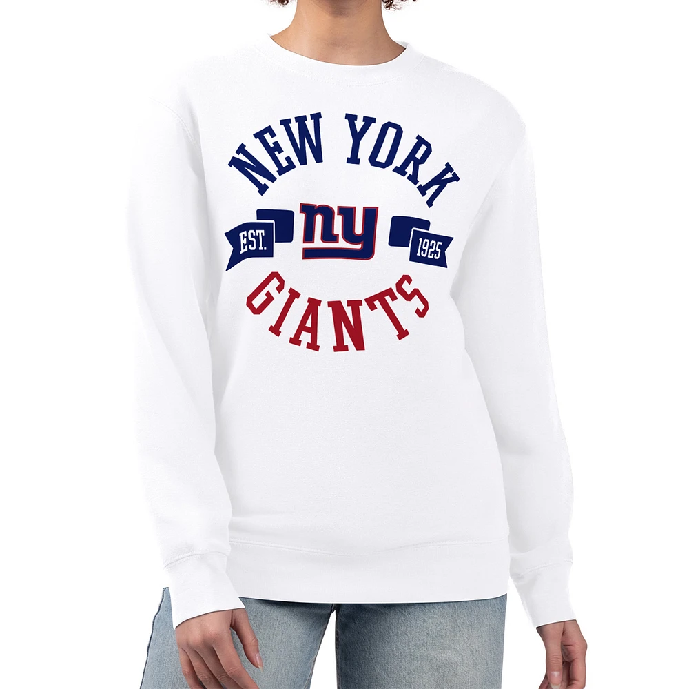 Women's G-III 4Her by Carl Banks White New York Giants Large Team Graphic Fleece Pullover Sweatshirt
